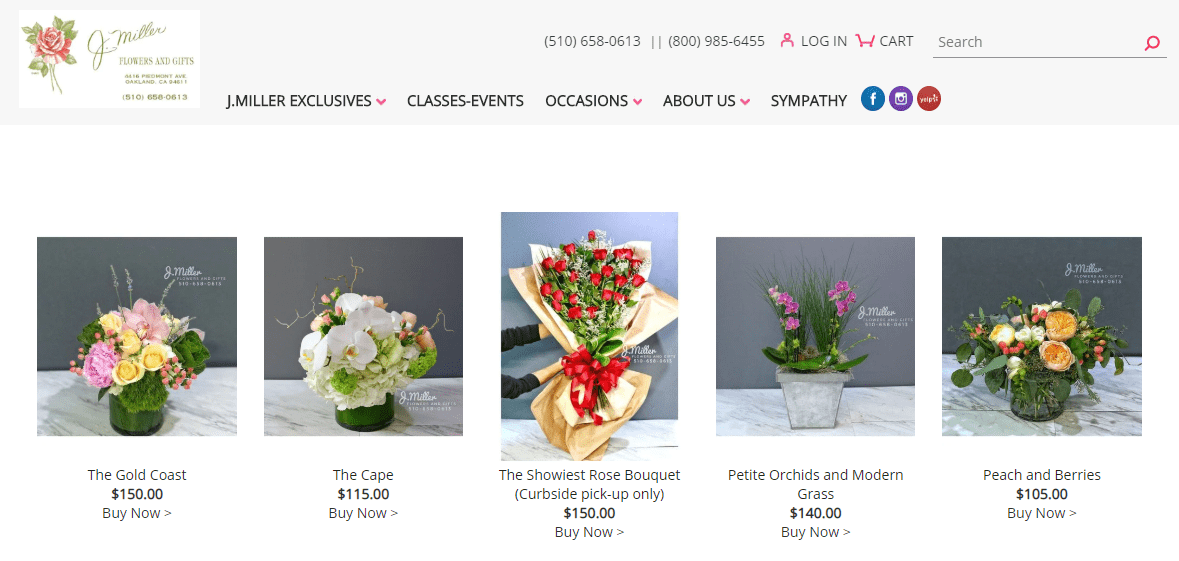 J Miller Flowers and Gifts' Homepage