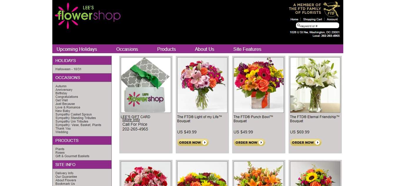 Lee's Flower And Card Shop's Homepage